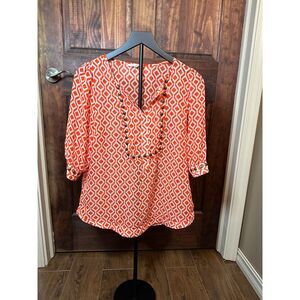 41 Hawthorn Geometric Print Sheer Blouse Women’s Size M